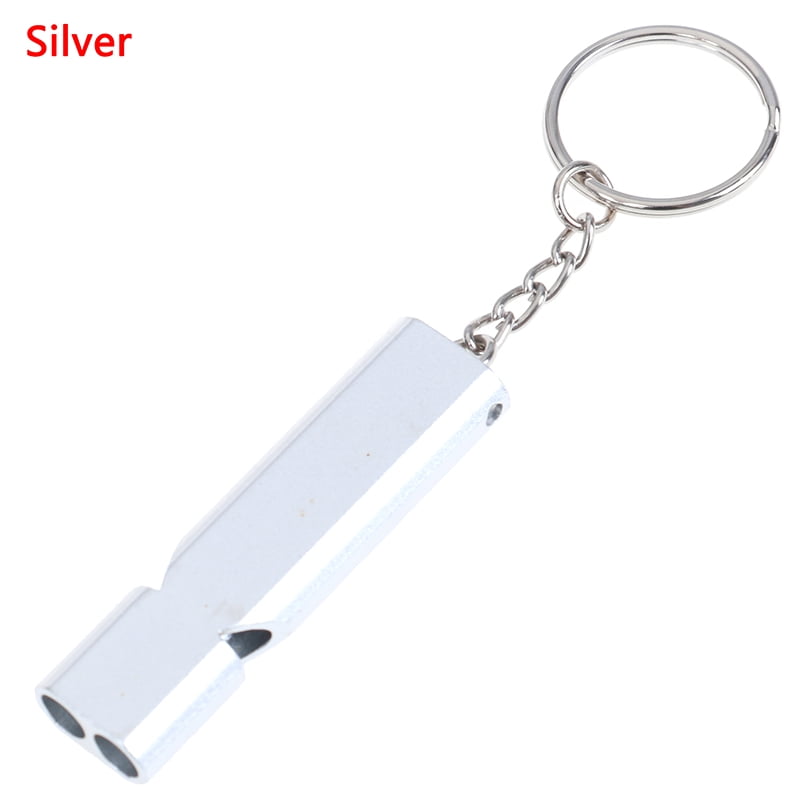 Alloy Aluminum Emergency Survival Whistle Camping Outdoor Hiking W/Keychain Tool 