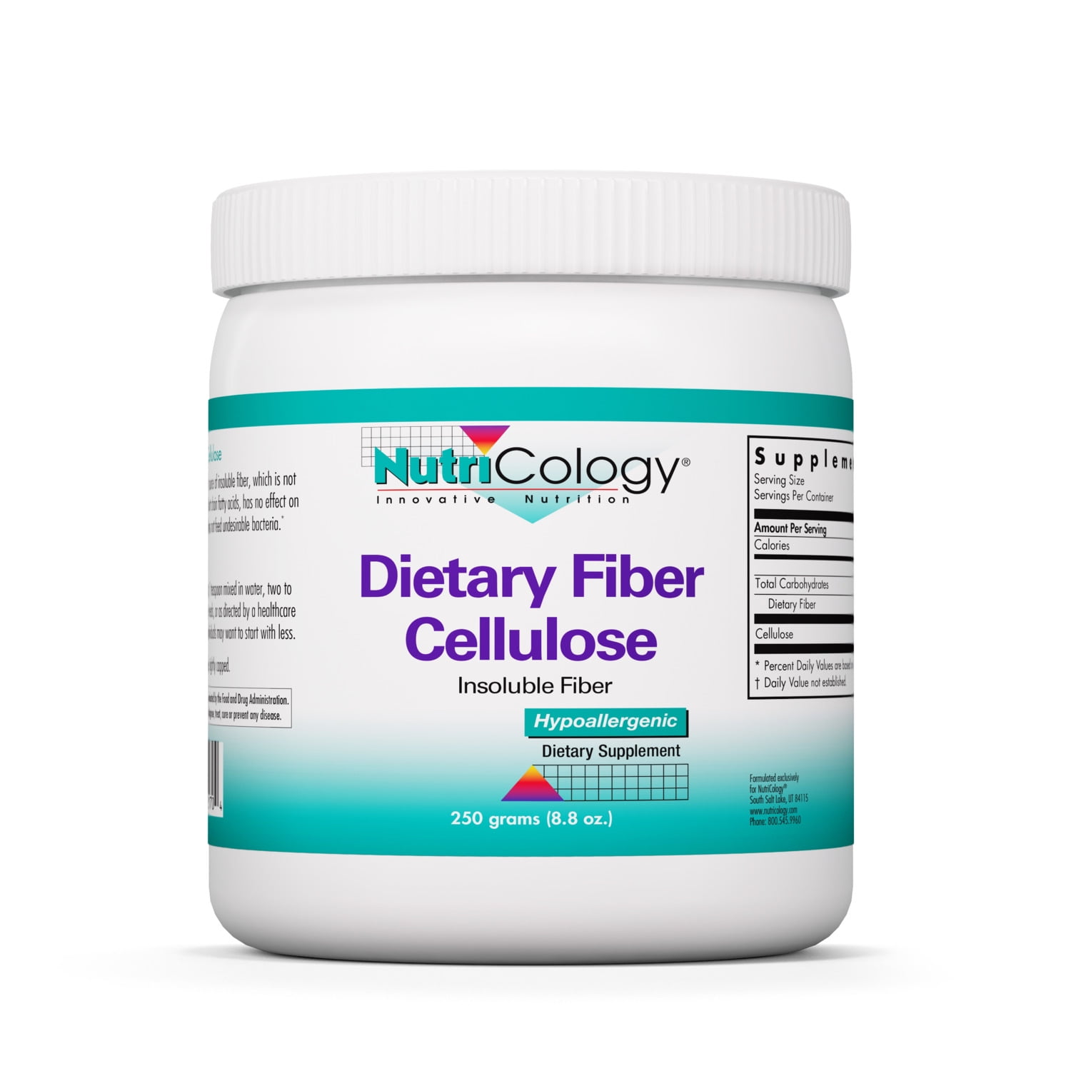 NutriCology Dietary Fiber Cellulose Powder Insoluble Fiber, Colon