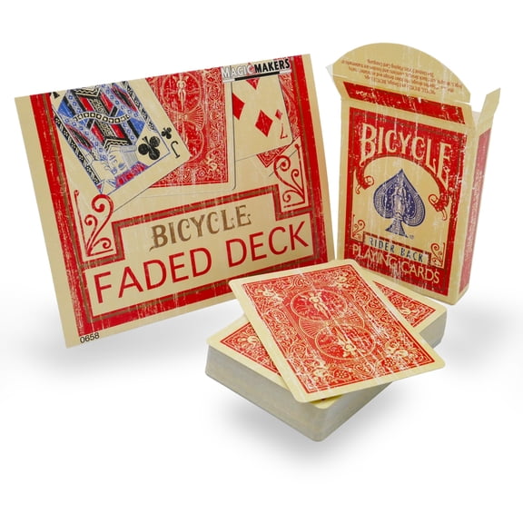 Magic Makers Faded Rider Back Red Bicycle Deck- Limited Quantities