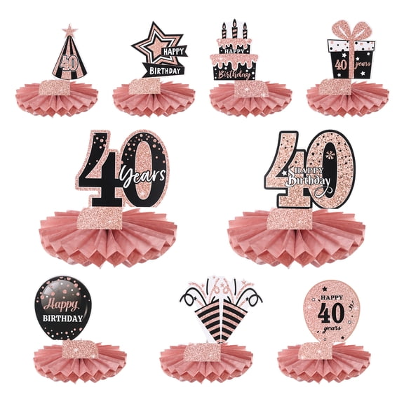 40th Birthday Decoration Centerpieces for Tables Decorations Birthday Party Decoration Supplies (Red Gold Tone)