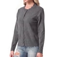 thumbnail image 5 of JWD Women's Long-Sleeved Crew Neck Scallop Edge Buttoned Cropped Cardigan Knitted Sweater, 5 of 7