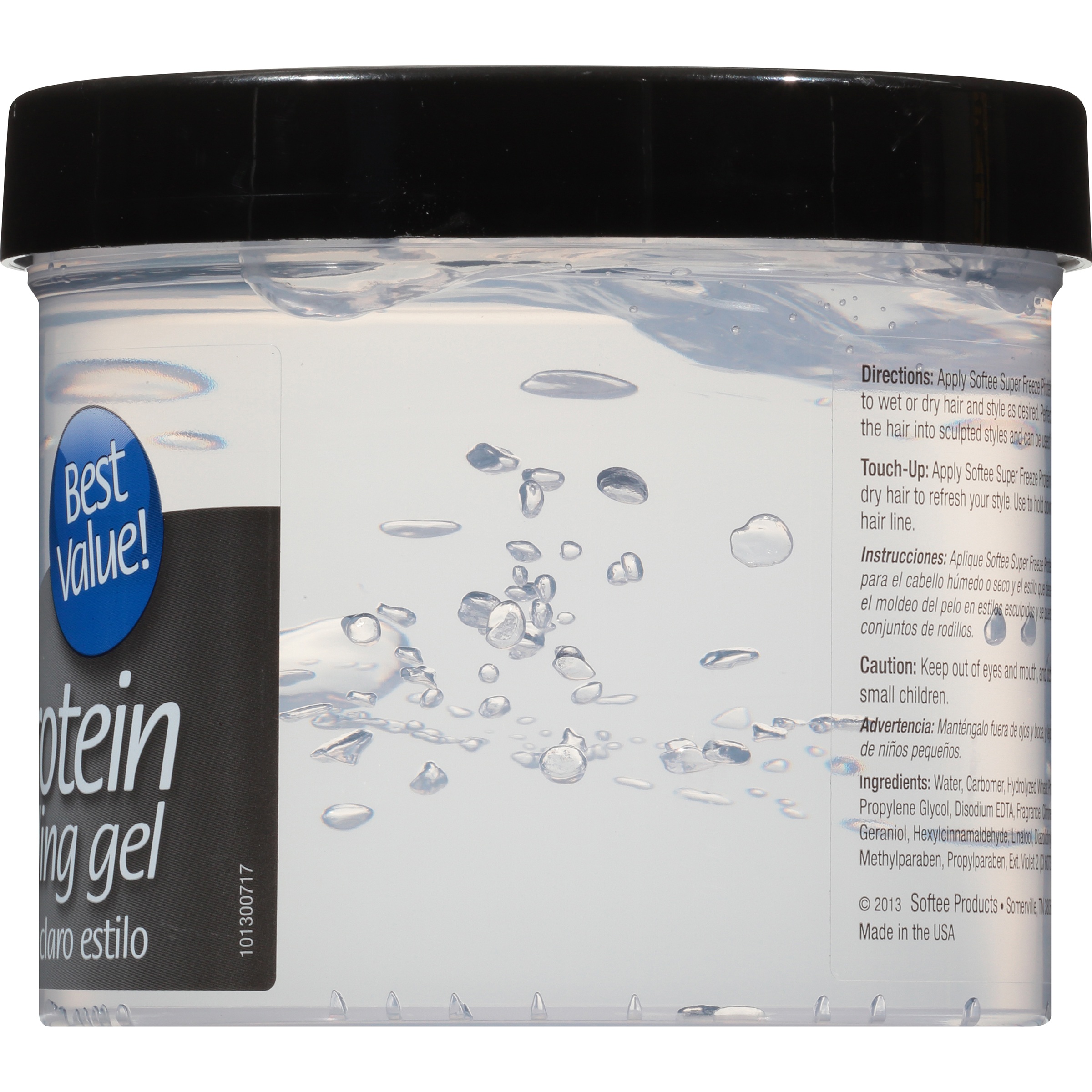Softee Super Freeze Protein Styling Gel 32 oz. Jar, No Flake, Strengthens Hair,  Unisex - image 4 of 6