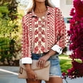 thumbnail image 2 of Wanfds Red Ladies Tops And Blouses Clearance V-Neck Button Down Top XXL, 2 of 5