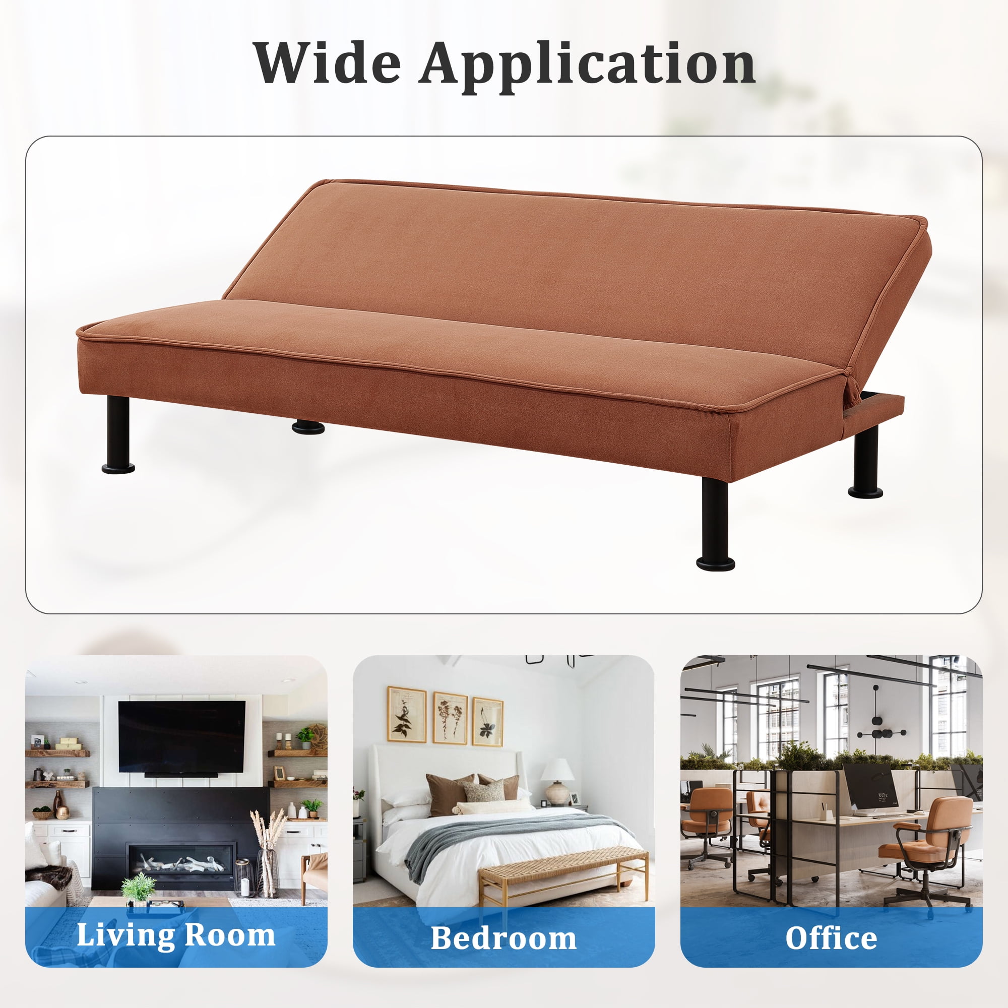 Kadyn Futon Sofa Bed, Convertible Futon for Living Room, Futon Sleeper Sofa, Light Brown Kadyn Futon Sofa Bed, Convertible Futon for Living Room, Futon Sleeper Sofa, Light Brown