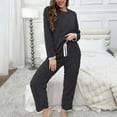 thumbnail image 2 of Bcresic Womens Pajamas Set Warm Fleece Pajama Crewneck Pullover Elastic waist Pants Loose Long Sleeve Loungewear Sherpa Hoodie Sleepwear Winter Clothes Saving,Dark Gray,X-Large, 2 of 4