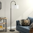 thumbnail image 2 of Evelyn&Zoe Veronica Arc Floor Lamp with Fabric shade in Blackened Bronze/White, 2 of 8