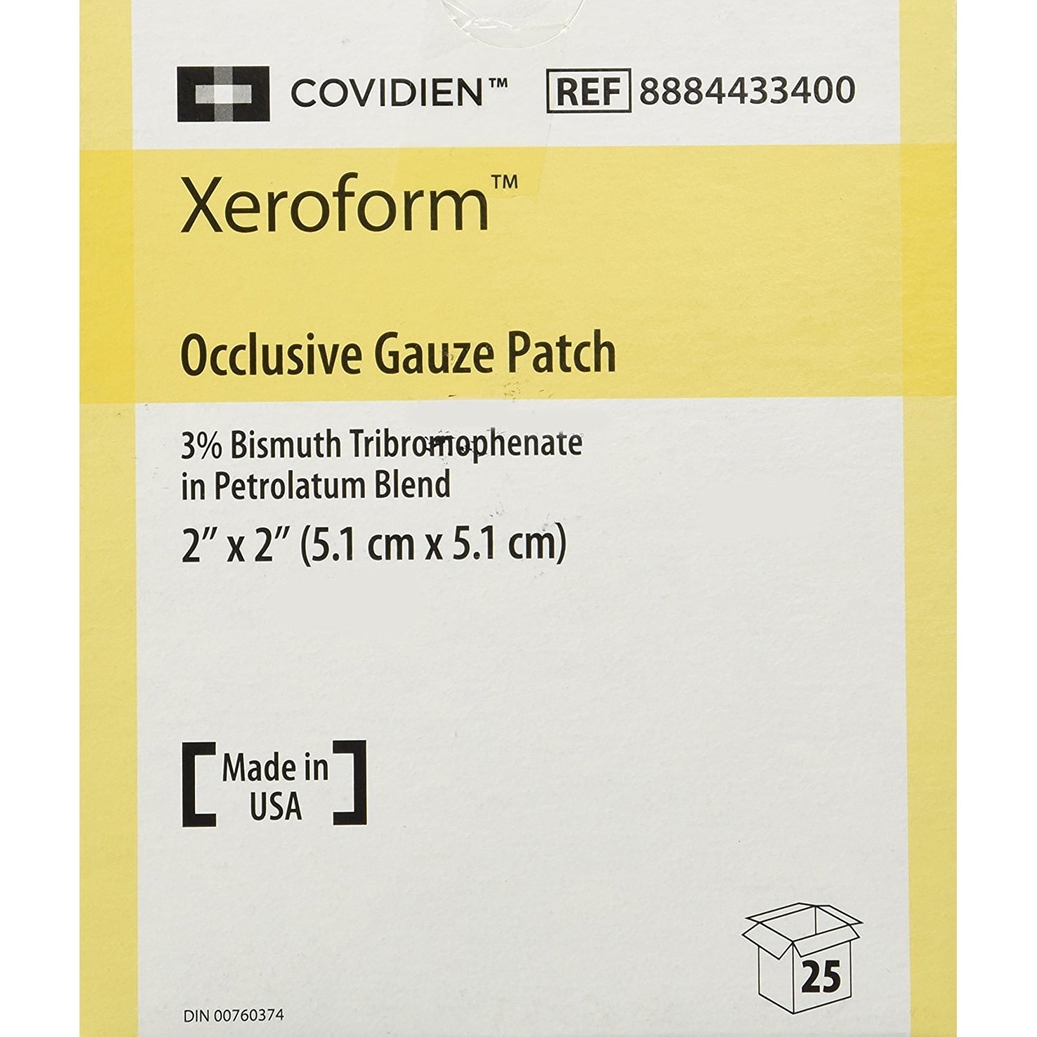 Xeroform Occlusive Petrolatum Gauze Dressing 2" X 2" - Box of 25 REF:8884433400