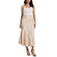 thumbnail image 2 of Falda Maxi de Satén para Mujer, Cintura Alta, Casual, Fiesta de Cóctel, Boda, Sirena, Larga, Color Champagne, 2 of 6