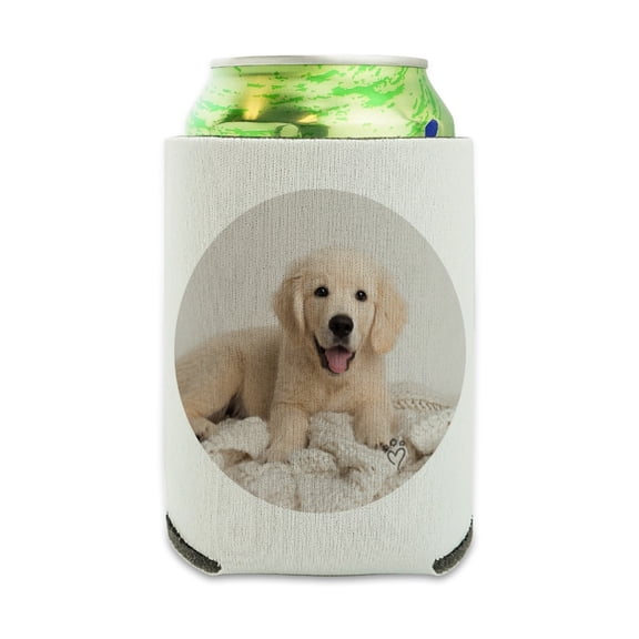 Golden Retriever Puppy Dog and Blanket Can Cooler - Drink Sleeve Hugger Collapsible Insulator - Beverage Insulated Holder