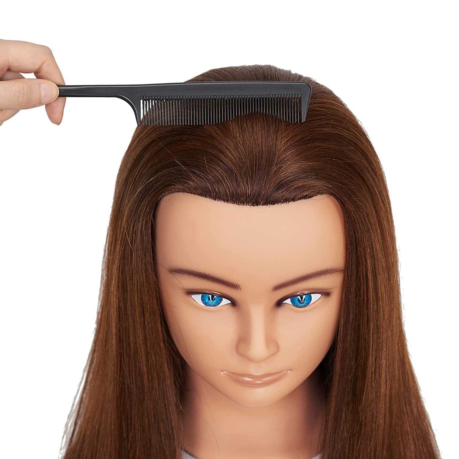 Stancia Mannequin Head Human Hair 20-22'', Hair Mannequin 100% Human Hair,  Manikin Head Training Doll Head, Cosmetology Mannequin Head for Hairdresser