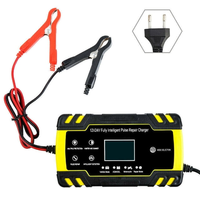 Automotive Lead Acid Battery Charger Touch Screen Pulse Repair EU Plug Tracking Tool-