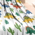 thumbnail image 3 of White Cartoon Dinosaurs Cacti Pattern Blanket,Comfortable Soft Flannel Throw Blanket,All Season,Warm Lightweight Blankets for Sofa Bed Couch Living Room Chair,30"x40", 3 of 4