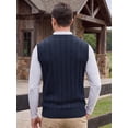 thumbnail image 3 of INSPIRE CHIC Men's Casual Pullover V-Neck Solid Lightweight Cable Knit Sweater Vest M Navy Blue, 3 of 6