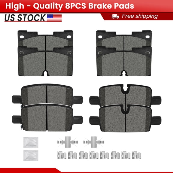ACB ZONE Front and Rear Ceramic Brake Pads with Hardware for 2021-2024 Cadillac Escalade (S-2173 S-2174)