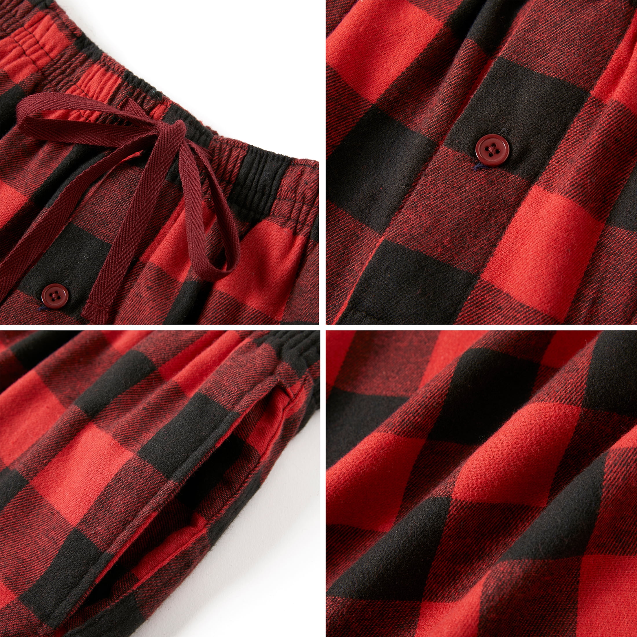 Onimisc Mens Pajama Pants Flannel Plaid Cotton Sleep Lounge Pants Warm Sleepwear Pants PJ Bottoms with Pockets and Button Fly, 1 Pack