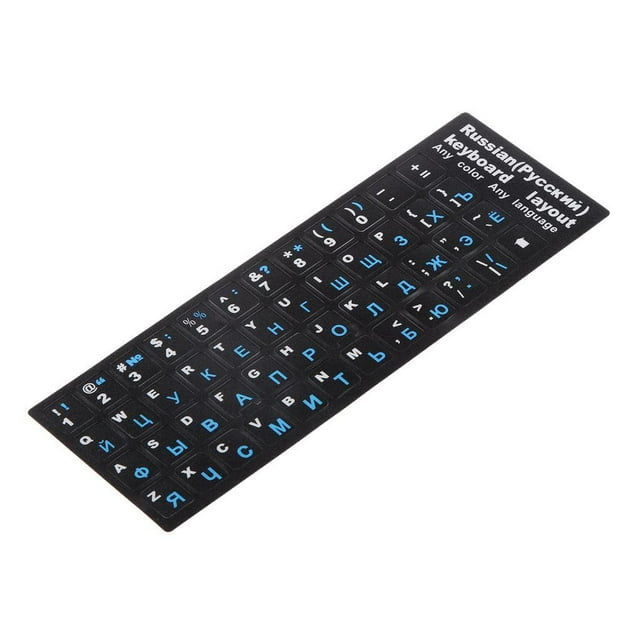 Blue Letters Russian Keyboard Sticker Decal Black For Laptops PC Desktops