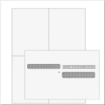 1099 and W-2 4up Blank TaxPack with NO printed instructions on back with Envelopes; 25 TaxPacks