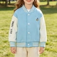thumbnail image 4 of YunPes Girls Letterman Jacket Striped Ribbed Cuffs Contrast Raglan Sleeve Baseball Jackets Toddler & Teen Fashion Preppy Outerwear, 4 of 8