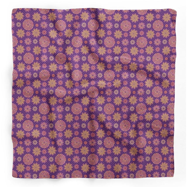 Bimba Purple Multicolor Dot Mandala Pure Silk Printed Head Bandanas Summer Neck Wrap Scarf 40 x 40 Inches