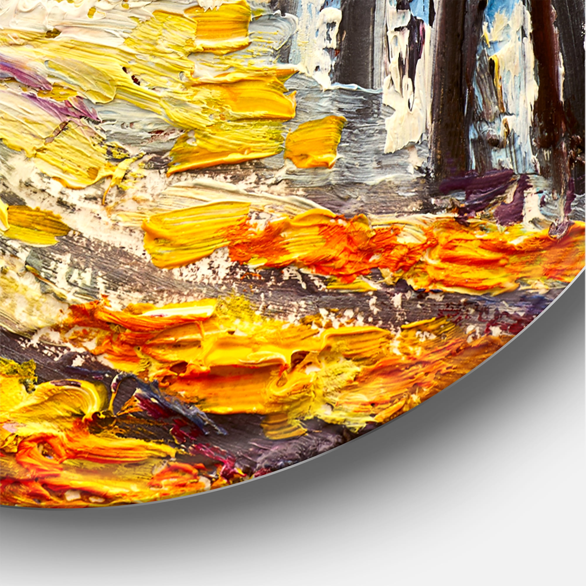 Designart 'Morning Glow Through The Autumn Trees' Lake House Circle Metal Wall Art 36x36 - Disc of 36