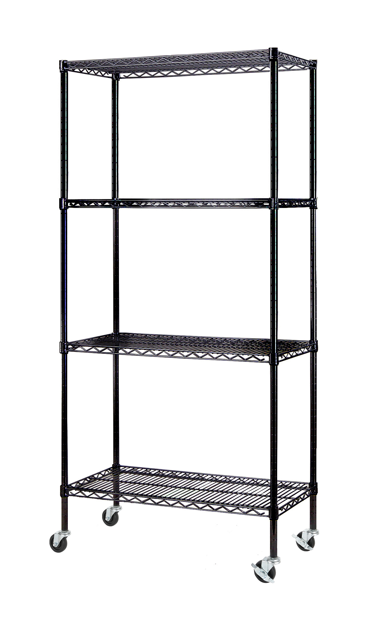 Excel NSF MultiPurpose 4Tier Wire Shelving Unit with Casters, 36 in. x 18 in. x 77 in., Black