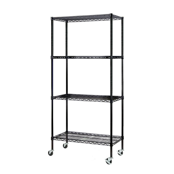 Excel NSF MultiPurpose 4Tier Wire Shelving Unit with Casters, 36 in