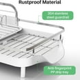 thumbnail image 2 of Dish Drying Rack - Expandable Dish Rack for Kitchen Counter, Rust-Resistant Dish Drainer with Utensil Holder and Raised Guardrail, Kitchen Organizer for Cup and Bottle (White), 2 of 5