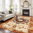 thumbnail image 3 of Boho Leaf Large Area Rugs for Bedroom Living Room, Soft Non Slip Carpet Bedside Rug, Orange Rustic Tribal Patterns Ethnic Bohemian Rectangular Floor Cover Kitchen Accent Rug 5'x8' for Office, 3 of 9