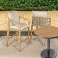thumbnail image 2 of Porto Modern Coastal Tub Roped Acacia Wood Outdoor Bar Stool with Cushions and Armrests, Beige/Light Teak (Set of 2), 2 of 7