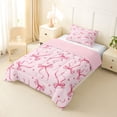 thumbnail image 2 of Erosebridal Princess Bow Stripes Twin Comforter Sets for Girls, Cute Love Heart Bedding Set, Pink Reversible, 2 Pieces, 2 of 6