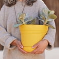 thumbnail image 2 of Bloem Saturn 10" Round Plastic Planter - Indoor/Outdoor, Snap-in Saucer & Drainage Holes, Earthy Yellow, 2 of 4