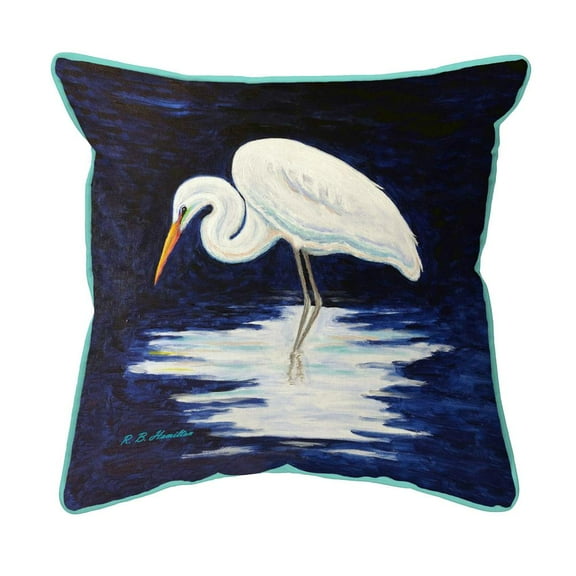 Betsy Drake Interiors Reflecting Egret Small Indoor/Outdoor Pillow 12x12