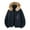 Navy, variant on Winter Fleece Hooded Jacket With Collar Heavy Duty Outdoor Windproof Cold Weather Coat For Hiking Camping Men's Casual Overcoat