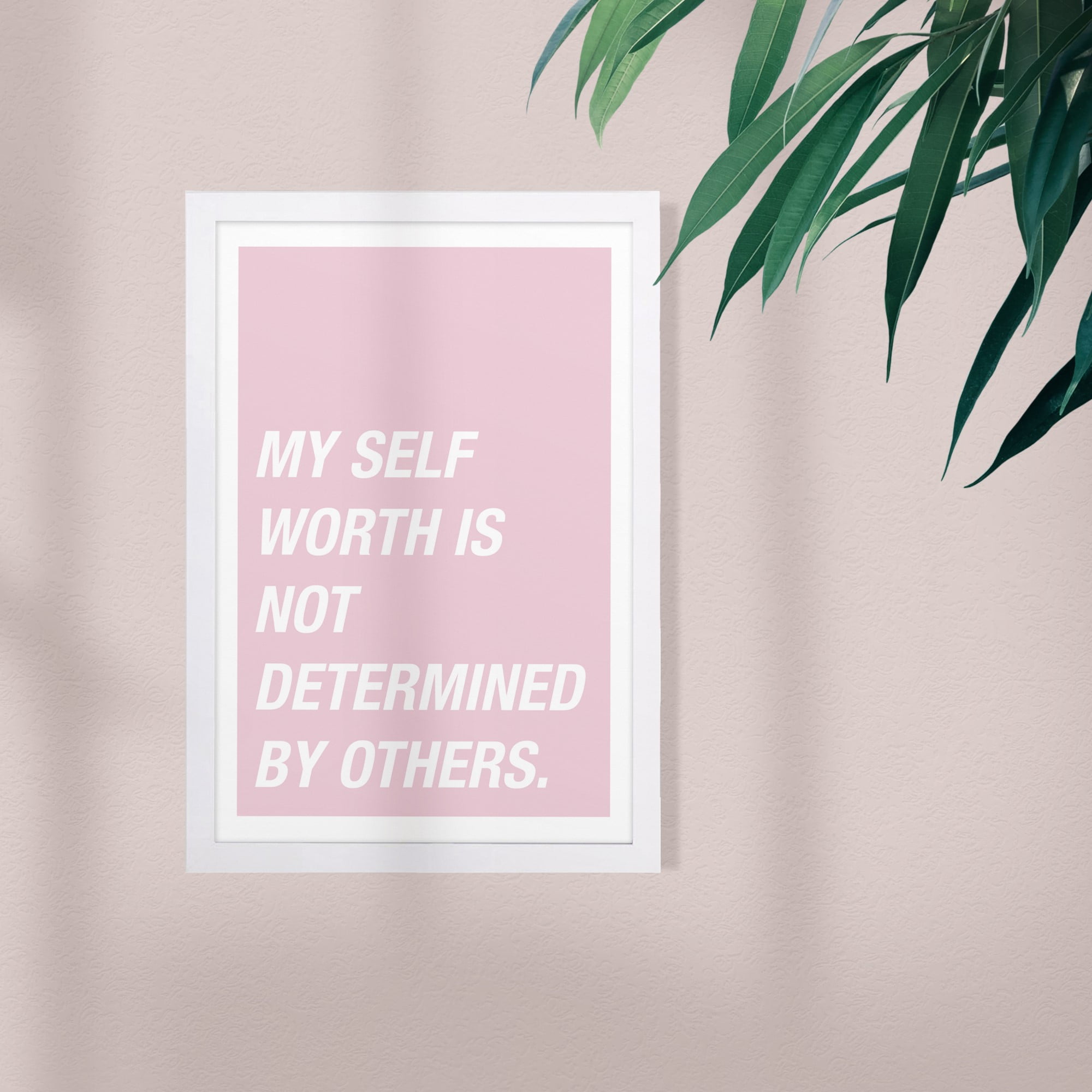 Wynwood Studio Typography and Quotes Framed Wall Art Prints 'Self Worth' Inspirational Quotes and Sayings - Pink, White, 13" x 19"