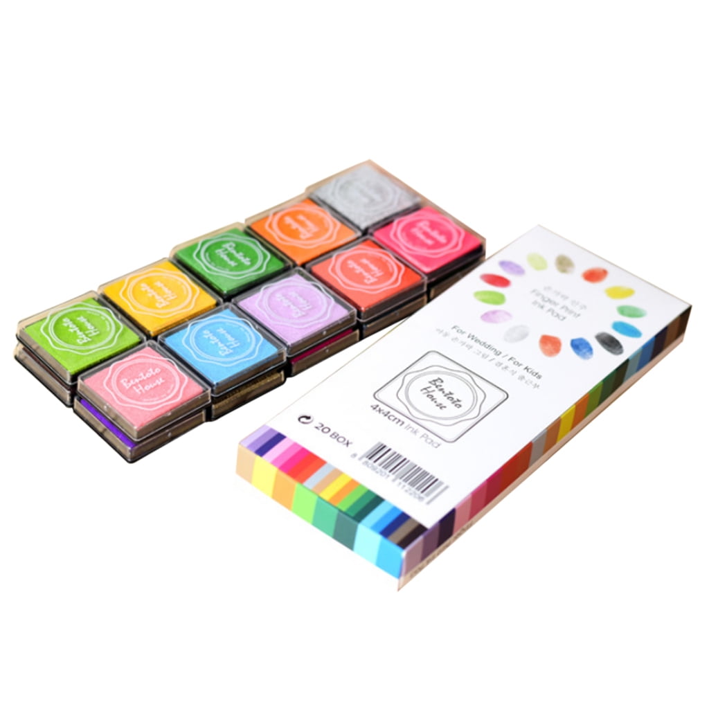 Dualoai 20 Color Fingerprint Ink Pad Kids Playing Kit Inkpad