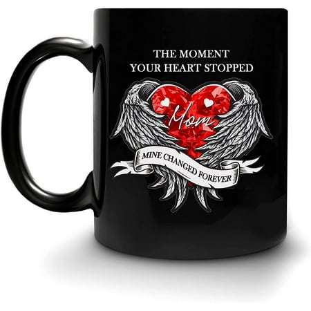 

Personalized The Moment Your Heart Stopped Mine Changed Forever 11oz Black Ceramic Coffee Tea Mug Memorial Gifts For Women Mom Family Friend In Heaven Loss Of Loved Ones