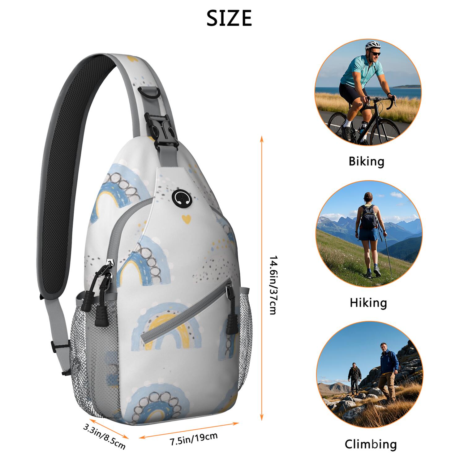 Crossbody Sling Bag Trendy Sling Backpack Rainbow Cartoon () Crossbody Bag for Travel Casual Bag for Women Men