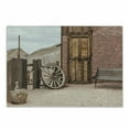 thumbnail image 1 of Barn Wood Wagon Wheel Cutting Board, Abandoned Old Farmhouse Doorway Traditional Rustic Outdoors, Decorative Tempered Glass Cutting and Serving Board, Small Size, Umber Pale Brown, by Ambesonne, 1 of 1