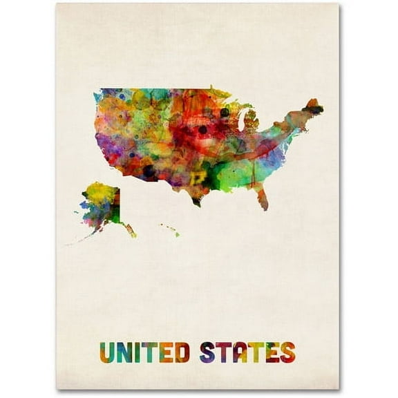 Trademark Fine Art "US Watercolor Map" Canvas Art by Michael Tompsett