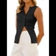 thumbnail image 1 of Chaleco Abotonado para Mujer, Camiseta Sin Mangas de Verano Acanalada con Botones, Camisa Acanalada con Abertura Frontal, Top Elegante Sin Mangas y Ajustado A Negro S, 1 of 9