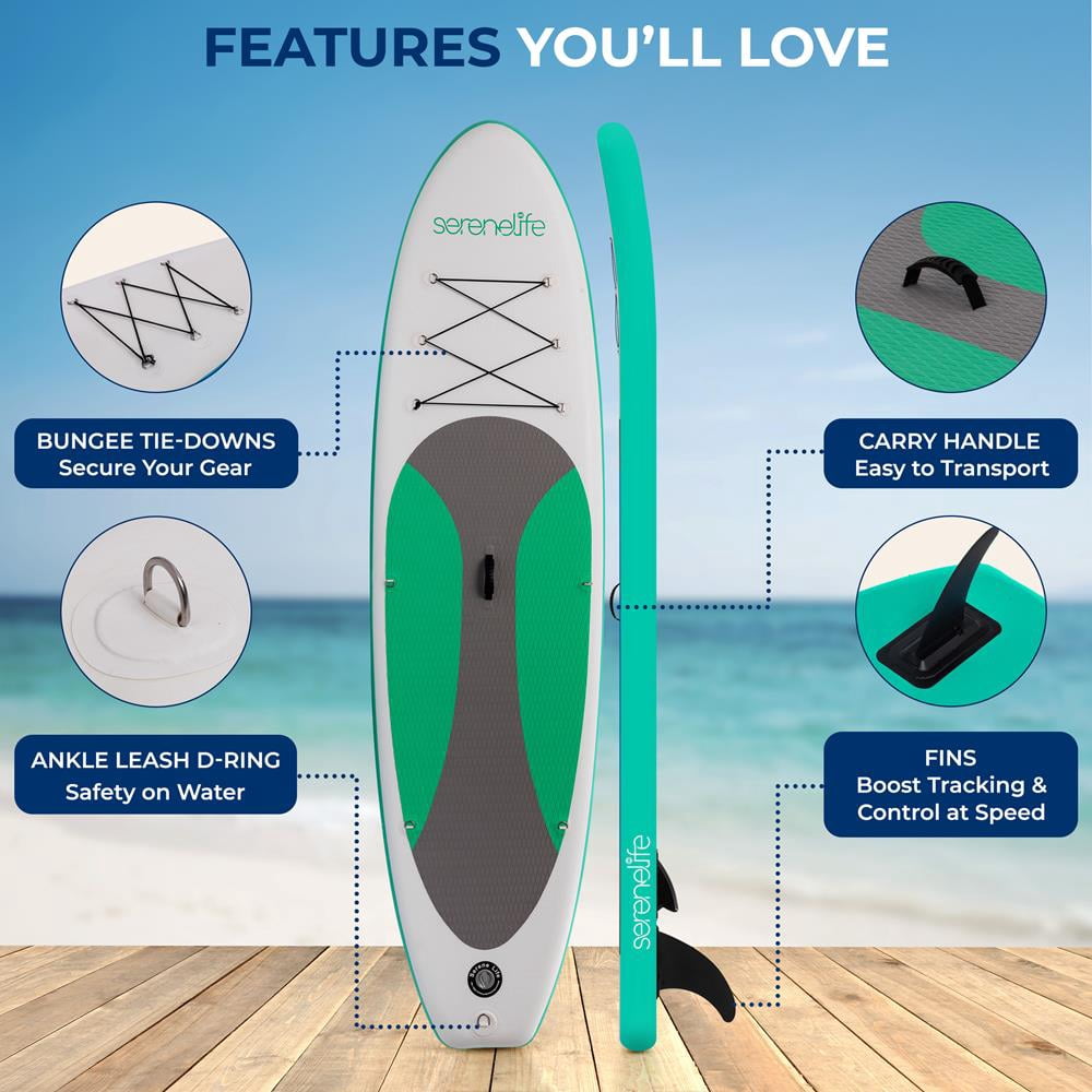 Free-Flow Welded Inflatable Stand-Up Paddle-Board with Double-Action Hand Pump, 3-Shaft Aluminum Paddle
