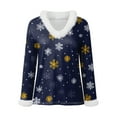thumbnail image 4 of zaveiop Christmas Sweaters for Women Waffle Light Tree Star Snowflake Printed Fluffy Fuzzy V Neck Long Sleeve Shirts (Z7-Navy, L), 4 of 4