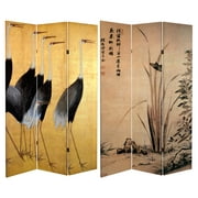 Oriental Furniture 6 ft. Tall Double Sided Cranes Room Divider - 4 Panel