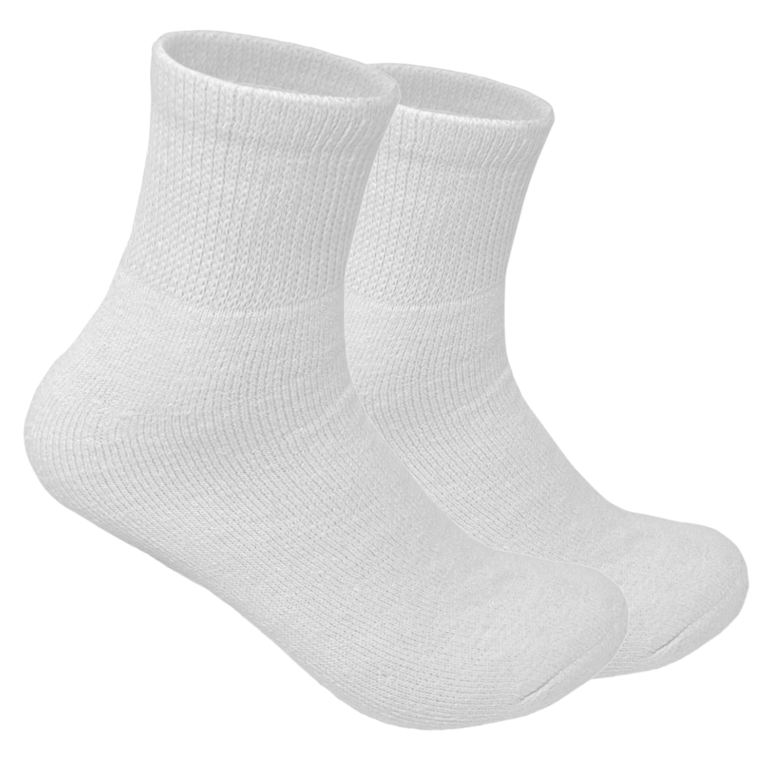 Glory Max 6 Pairs Men's Women's Diabetic Circulatory Ankle Quarter White Cotton Socks Size 13-15