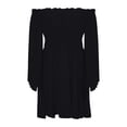 thumbnail image 6 of Laqbezok Women's Off Shoulder Ruffle Mini Dress, Long Lantern Sleeve Smocked Waist Sundress, Solid Color Casual A-Line Dress for Party Club, 6 of 8