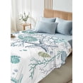 thumbnail image 5 of Ocean Coastal Flat Sheet Only Twin Size, Soft Breathable Bed Top Sheets for Mattress, Nautical Starfish Conch Seashells Coral Luxury Bedding Flat Sheets for Home Hotel Bedroom Bed Protection, 5 of 9