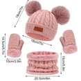 thumbnail image 3 of Children Winter Hat Scarf Gloves Set Kids Warm Beanie Fleece Lined Knit PomPom Woollen Hat for Boys and Girls, 3 of 4