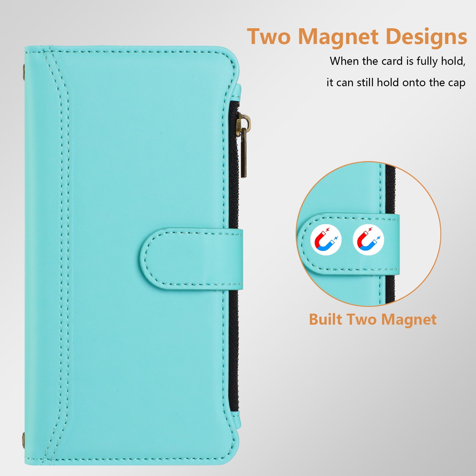 Case for TCL K24 Classic Leather Phone Case with Detachable Wrist Strap Zipper Pocket Card Holder Kickstand Support Wireless Charging Shockproof Cover