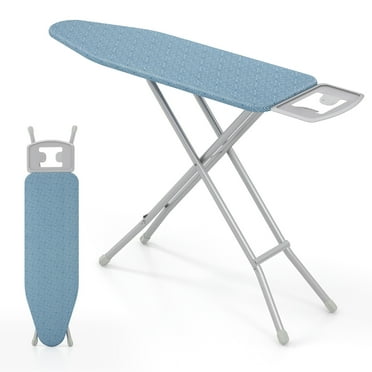 Gymax 57'' x 15'' Foldable Ironing Board w/ 7-Level Height Heat-resistant Ironing Cover blue