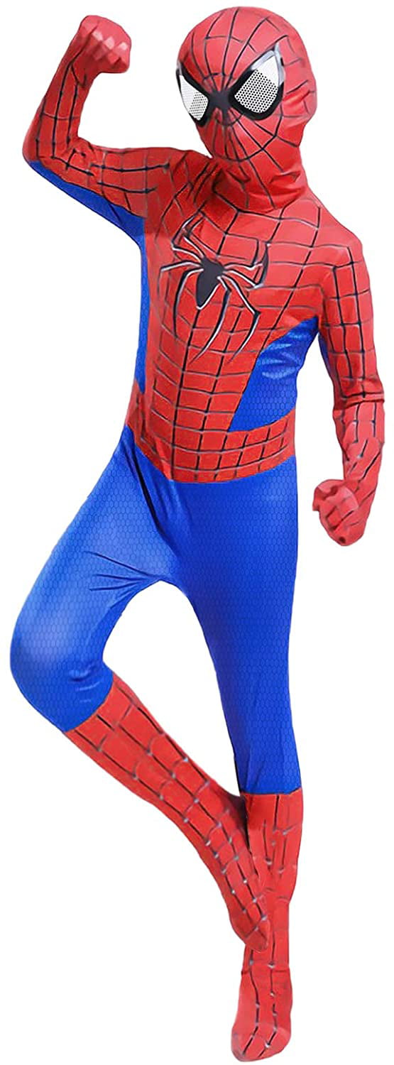 Superhero Costume Bodysuit for Kids Halloween Cosplay Jumpsuit 3D Style , Red Height: 47-51Inch Kids-M 
